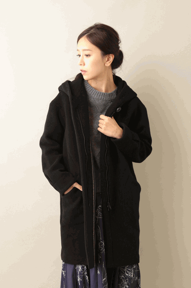 メルベイユアッシュ MERVEILLE H. TESSUTI ALTA MODA 千鳥格子 フード ジャケット コート ダークブラウン 38 イタリア製 レディース